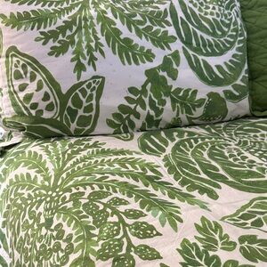 Pottery Barn Green Botanical Duvet Cover with Matching Standard Sham